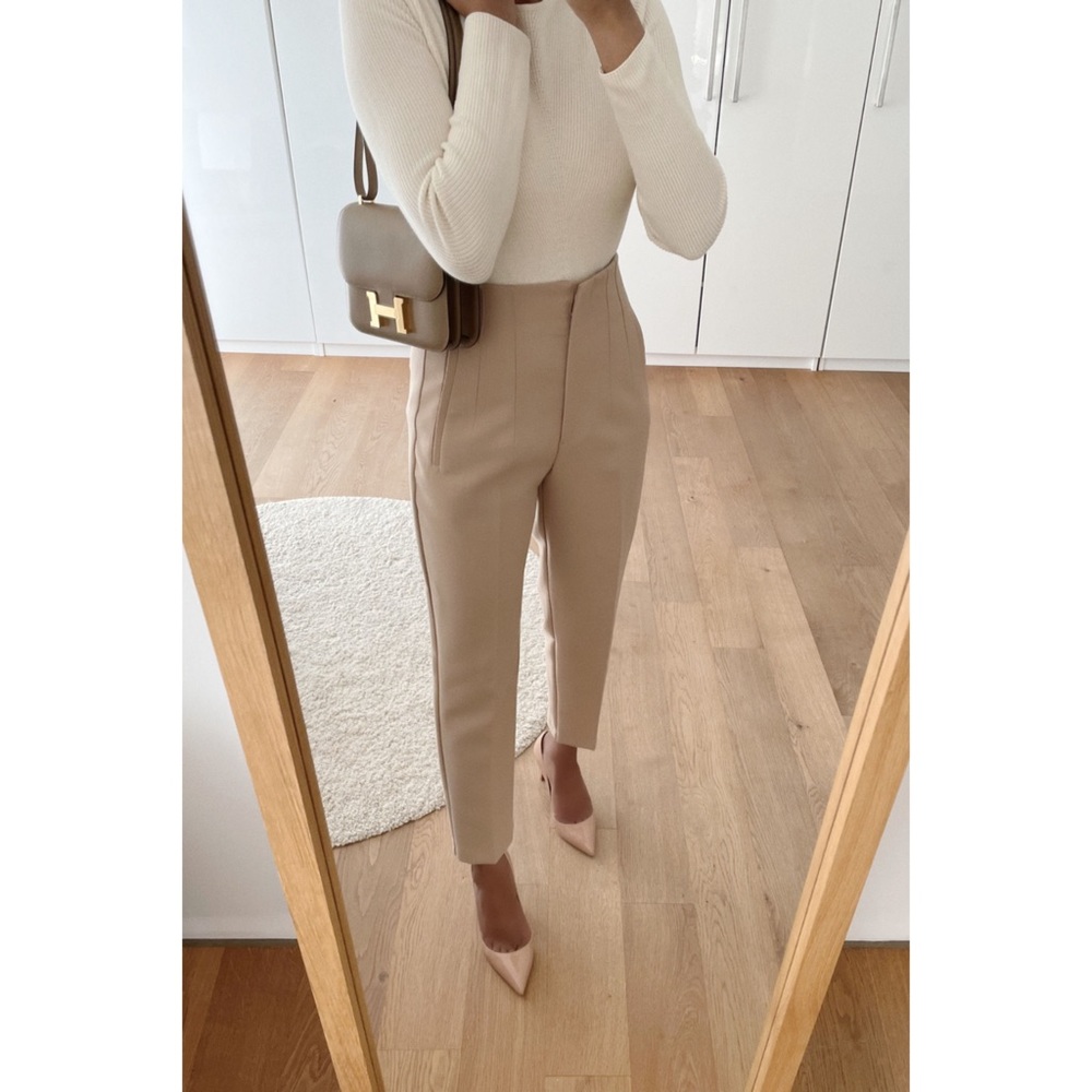 Like New Zara Beige High waisted Pants/Trousers Medium